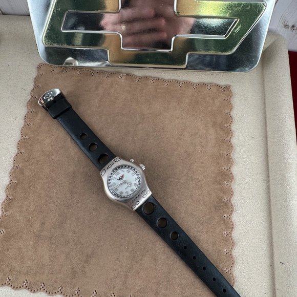 Vintage Ladies Licensed Chevy Corvette Watch with Chevy Tin Box